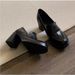 Sheepskin Version~ Commuting High Heels For Women Black Slip-On Genuine Loafers Simple British Style Small Leather Shoes_voghion.com