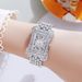 Ορθογώνιο πολυτελές γυναικείο ρολόι με διαμάντια, γυναικείο βραχιόλι, ρολόι δώρων, βραχιόλι_voghion.com