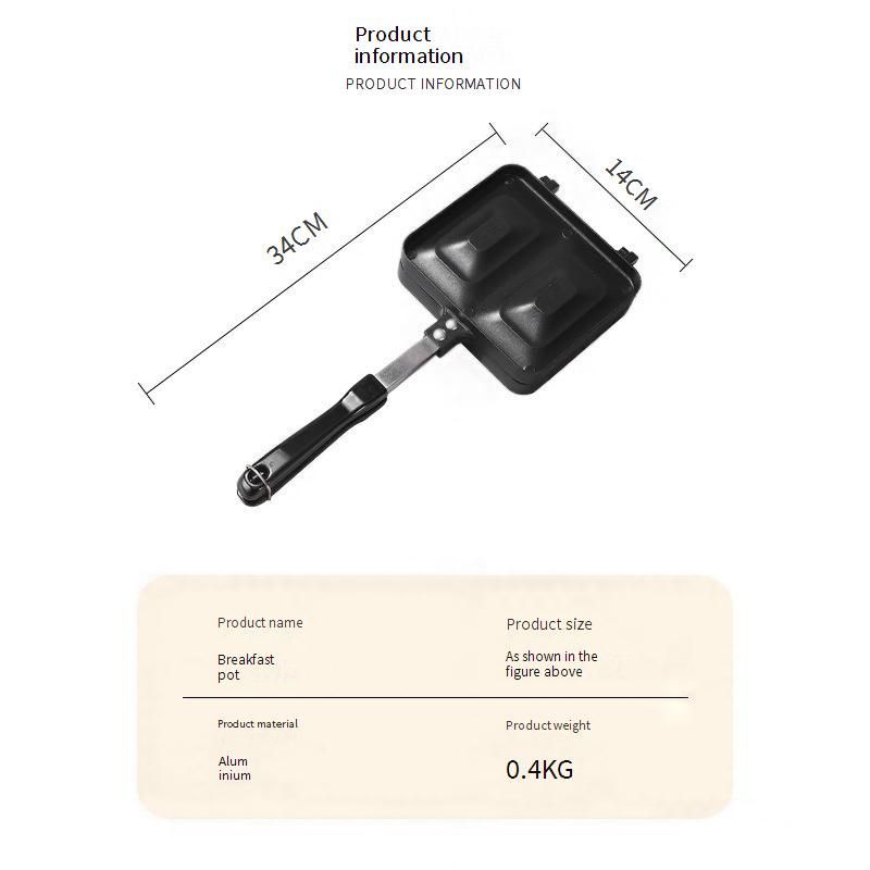 Frigideira para pão torrado com revestimento antiaderente dupla face, assadeira para uso externo, forma de bolo dupla face de liga de alumínio, assadeira para sanduíche_voghion.com