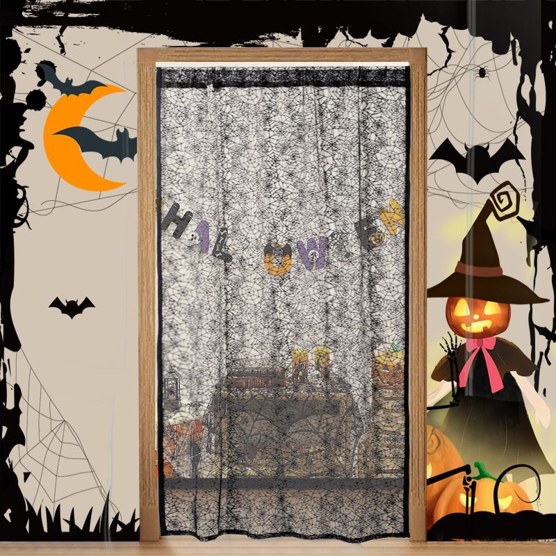 Halloween Door Curtain - Spooky Spider Web & Ghost Hand Design, Scary Party Decor, Polyester Fabric, 100x100cm/140cm/200cm/220cm (Multiple Sizes)_voghion.com