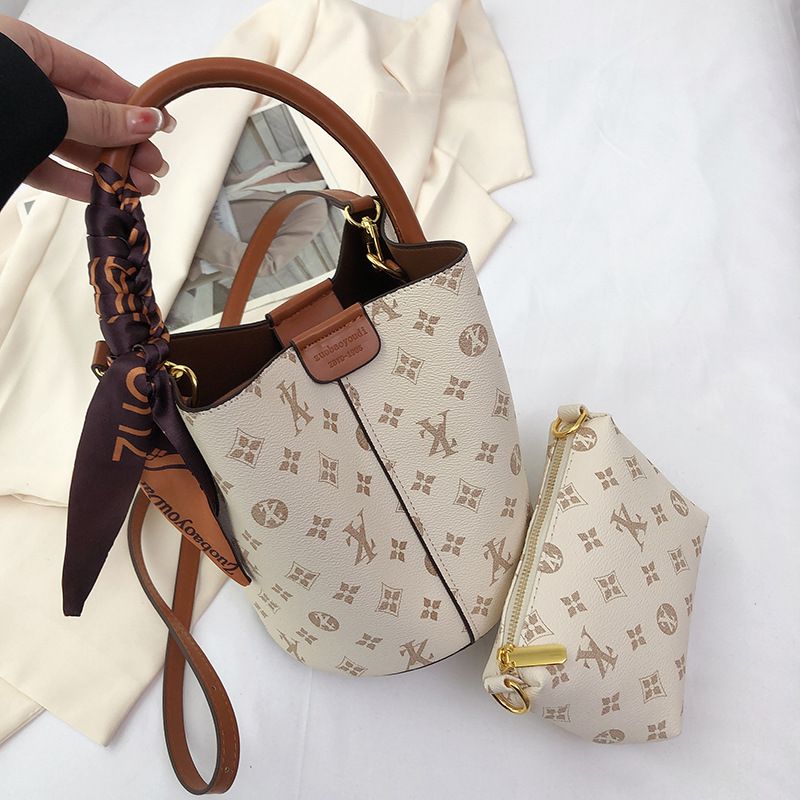 Borsa a secchiello stampata alla moda per donna - Borsa a spalla e a tracolla versatile con custodia staccabile, accessorio elegante per tutti i giorni_voghion.com