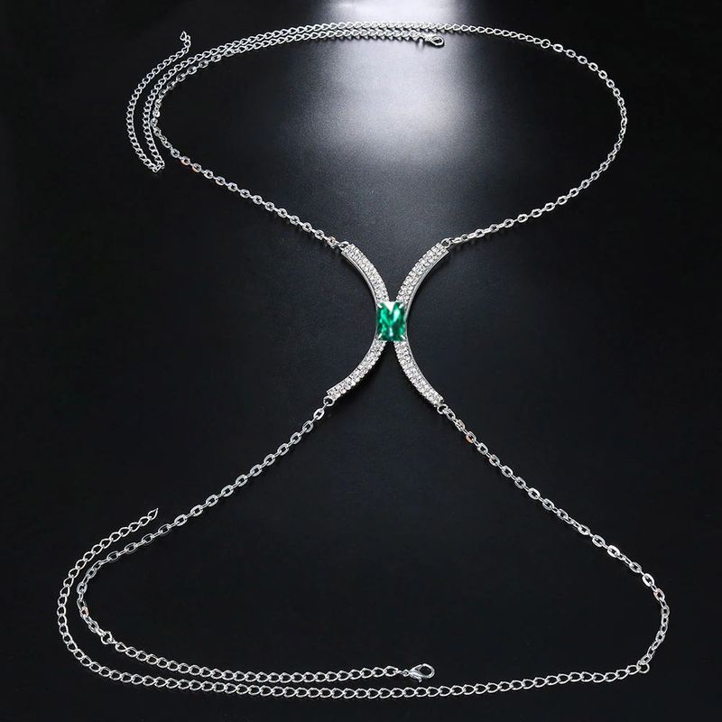 New Square gem rhinestone chest support sexy simple fashion body Chain exquisite jewelry Chain_voghion.com