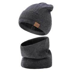 knitted hats men's outdoor pullover hats plus velvet wool hats women's hats hats scarf two piece set
