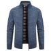 Herren Slim Strickpullover Jacke Winter Verbesserte Fleece Gefüttert Stehkragen Lässiger Pullover Thermo Oberbekleidung_voghion.com