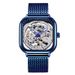 Men's Stainless Steel Automatic Mechanical Watch With Square Dial And Skeleton Design, Business Style, Water Resistant_voghion.com
