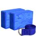 Gradient Blue Three-Piece High-Density Brick Stretching Strap Yoga Rope Beginner Aid Tool Set_voghion.com