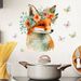 PVC frosted with flower wreath, fox butterfly, CH81523 living room, bedroom background decoration wall sticker_voghion.com