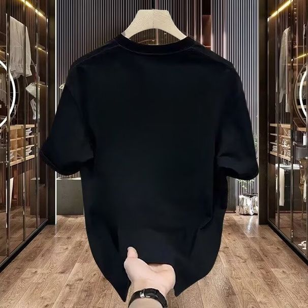 Men's Clothing Short Sleeved T Shirt Men's Fashion Brand Summer Loose Five Point Sleeves New Style Internet Celebrity Trend Ins Simple Printed Tops_voghion.com