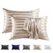 Satin Stripe Pillowcase Set – Luxury Satin Pillow Cover With Envelope Closure (Silky Soft Wrinkle-Resistant Queen Size 2-Pack White & Gold)_voghion.com