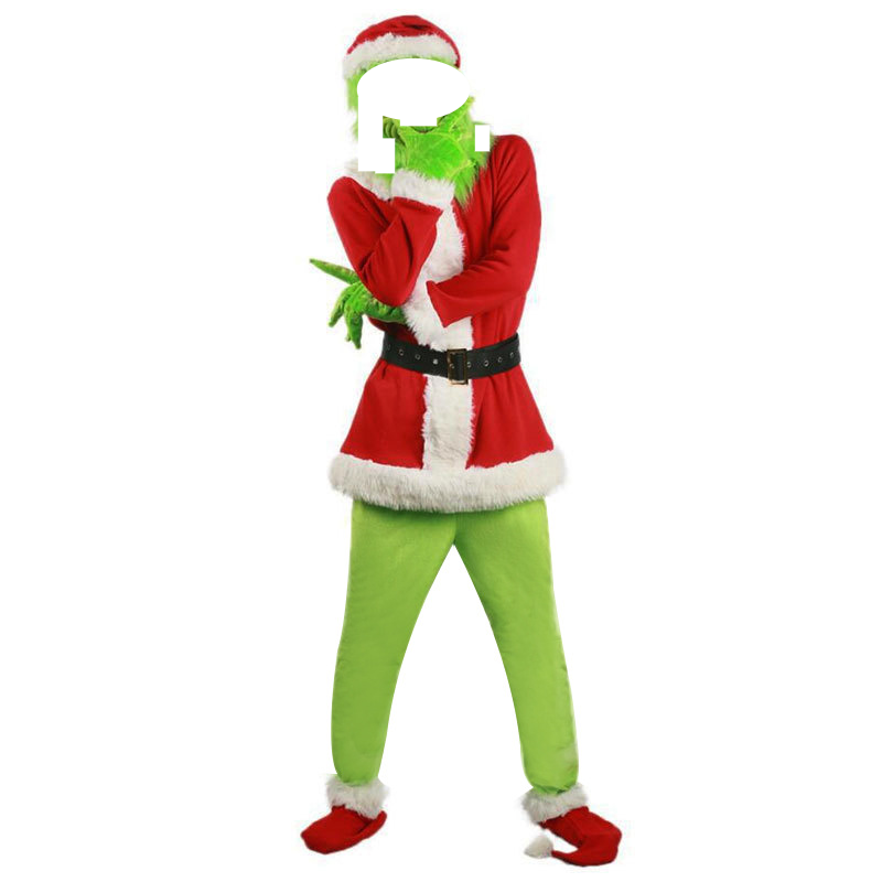 Costumes de Noël, Grinch, Monstre aux cheveux verts, Masque de Grinch, Costume de fête_voghion.com