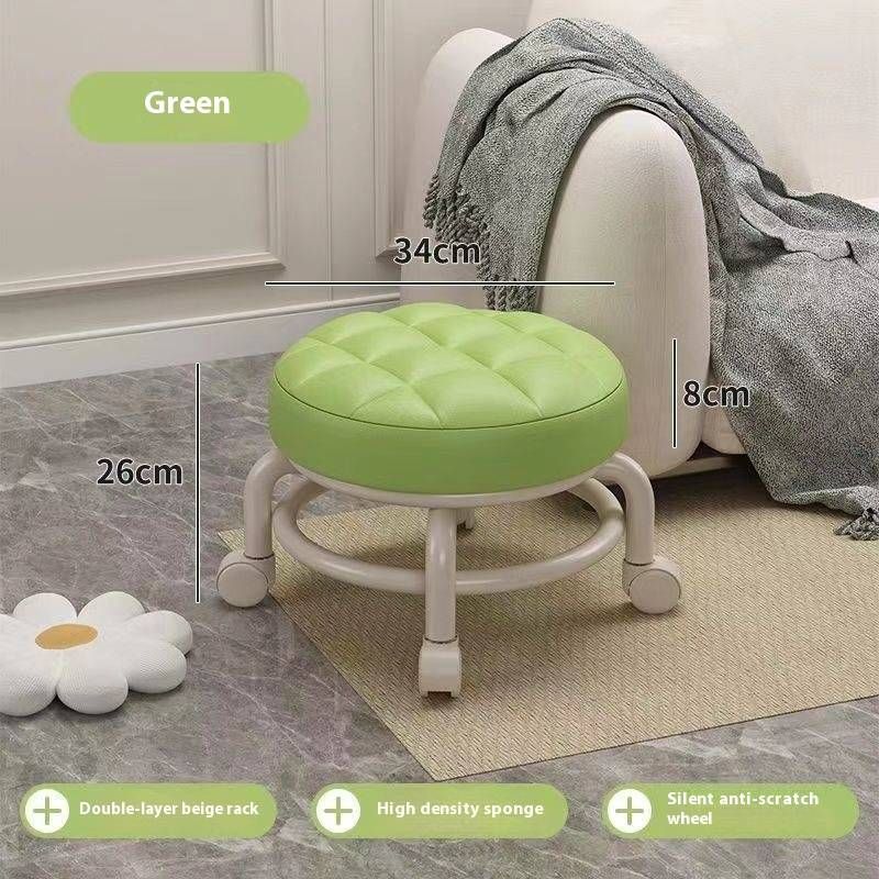 Swivel Stool With Silent Wheels – 360° Rotating Plastic Stool With Padded Seat, Lightweight Mobile Chair For Home/Office, Multi-Color Options_voghion.com
