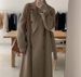 Korean Chic Oversized Wool Coat – Double-Breasted Long Trench Coat With Belt, Minimalist Office Wear & Timeless Outerwear_voghion.com