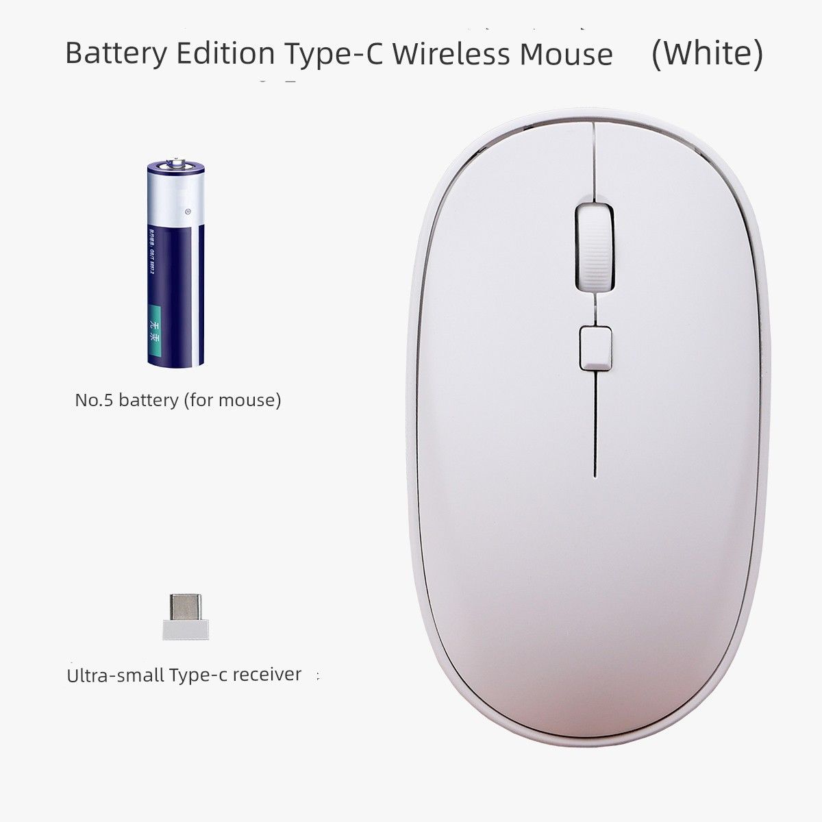 Zk112 Prenosna brezžična Bluetooth miška TypeC z utišanim zvokom, primerna za prenosni in namizni računalnik s sprejemnikom USB-C_voghion.com