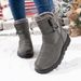 Botas femininas de algodão à prova d'água, tamanho 45, com velcro largo e cano médio, pele de coelho, pelúcia para neve e atividades ao ar livre_voghion.com