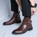 European Warm Series 2025 Summer High-top Martin Trendy Pointed Toe Ankle Men's British Style Zipper Leather Boots_voghion.com