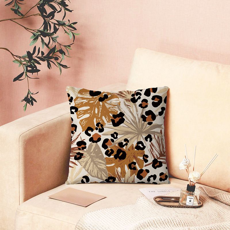 Cross-border super soft short plush plant turtle back leaf printing pillow waist pillowcase gift printing sofa cushion cover_voghion.com