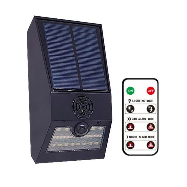 LED Solar Alarm Wall Light Wireless Motion Sensor LED Warning Light Security Lamp Strobe Light Remote Control Outdoor Garden_voghion.com