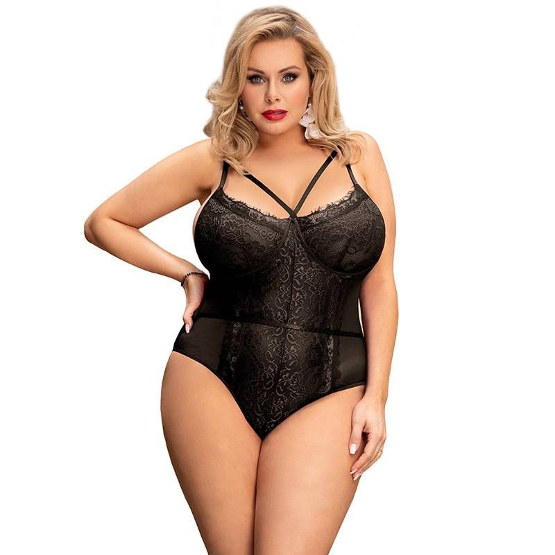 Plus size jumpsuit sexy kant bretels verborgen gesp gratis golf onderkant shirt_voghion.com