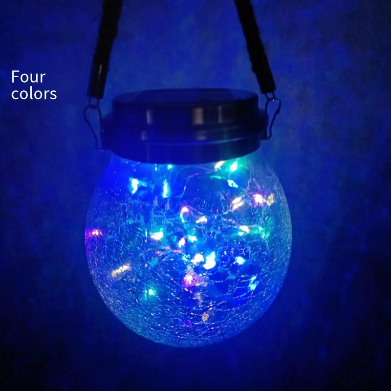 ​​Solar LED Lantern With Crackle Glass – IP55 Waterproof Hanging Light For Garden, Patio & Festivals (Warm White/Color-Changing, CE Certified)​_voghion.com