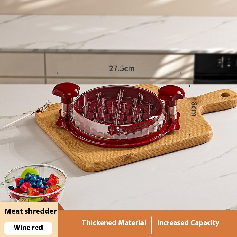 Manual Meat Shredder – Handheld Puller For Chicken, Pork & Beef With Non-Slip Base (Black/Red/White)_voghion.com