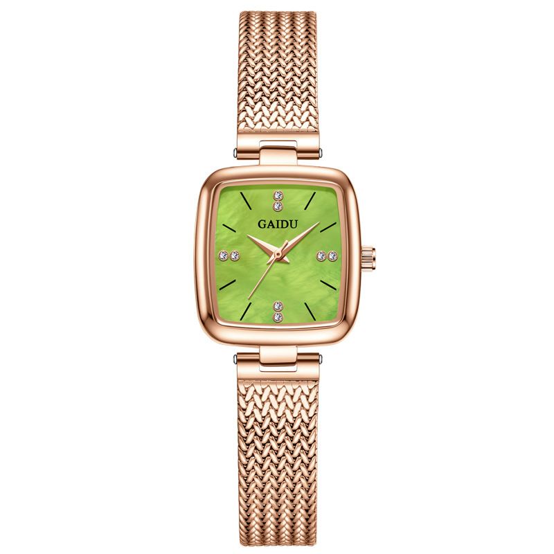 Elegante Damenuhr mit Edelstahlarmband, ultradünnem quadratischem Zifferblatt, wasserdicht bis 30 m, Quarzwerk, modisches minimalistisches Design zum Verschenken_voghion.com