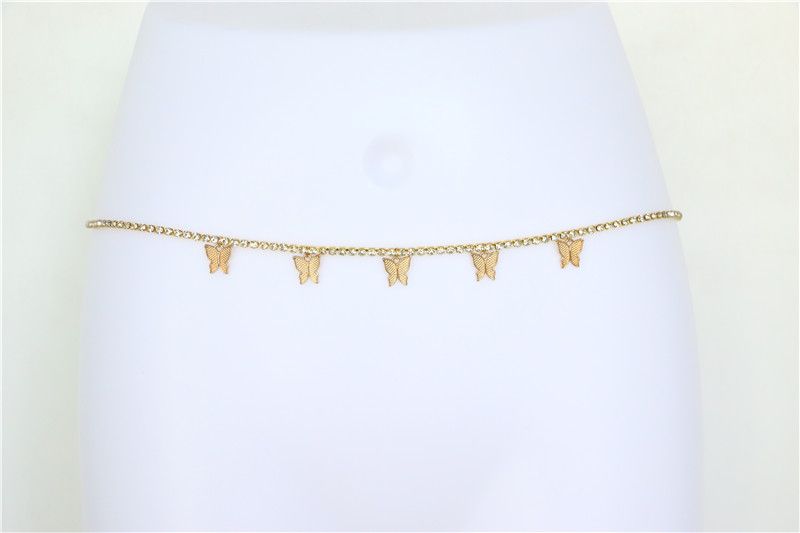 Mode Persönlichkeit Strass Schmetterling Anhänger einreihige Bohrer Kette Taille Kette Taille Schmuck_voghion.com