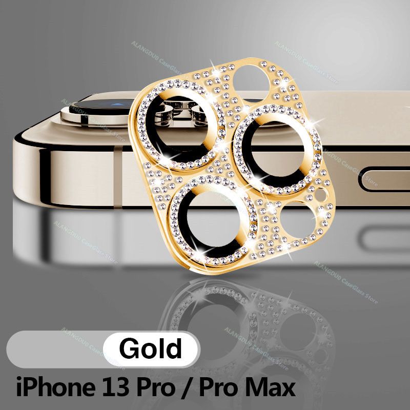 Protetores de lente de câmera com glitter strass para iPhone 11 12 13 Pro Max Mini 12pro 13pro 3D Luxo Diamond Screen Protecto_voghion.com