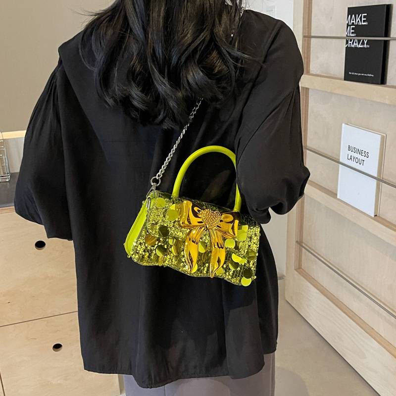 2024 New Women's Handbag, European and American Fashion Trendy Sequin Decoration Bow Lock Shoulder/Crossbody/Handbag_voghion.com