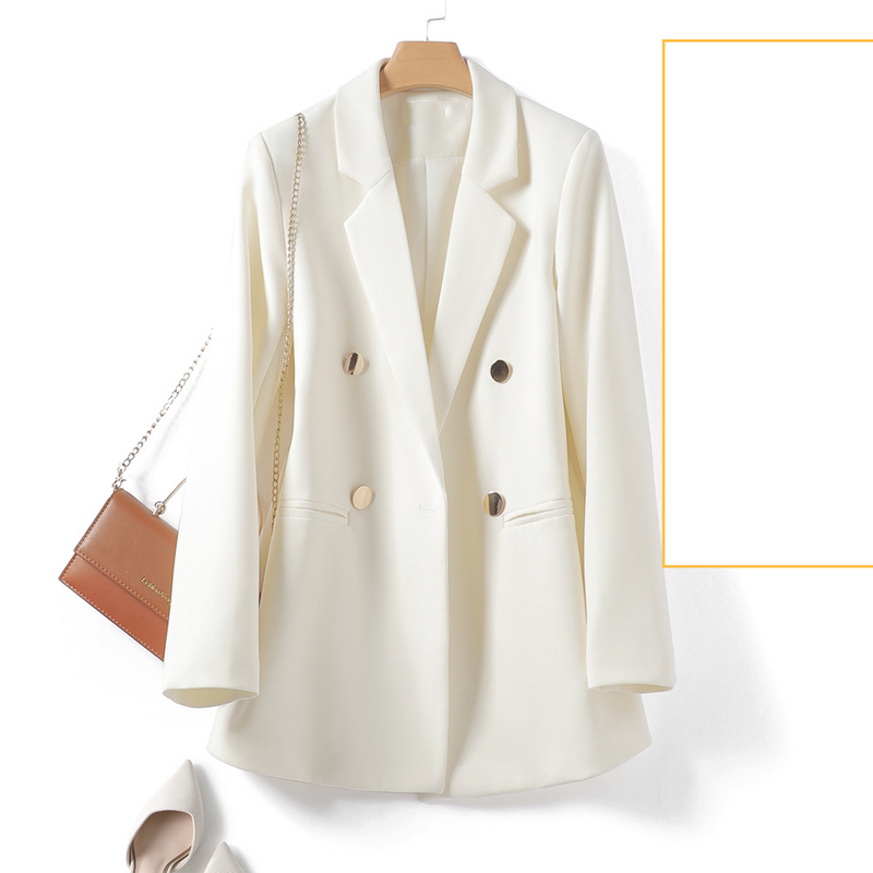 Damenbekleidung Blazer Damen Frühling und Herbst neuer Stil schlanker Zweireiher High-End-Schwarz-Kleinanzug_voghion.com