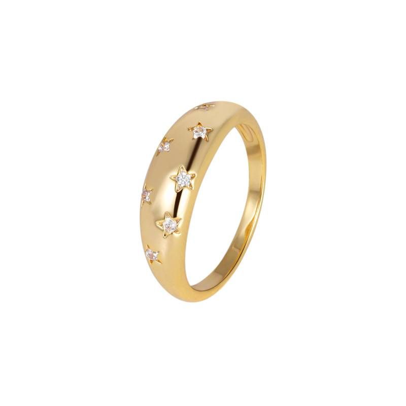 Bague micro incrustée de texture haut de gamme en étoile française, design de niche, bague de tempérament, légère, luxueuse, tendance, cool, pour hommes et femmes_voghion.com