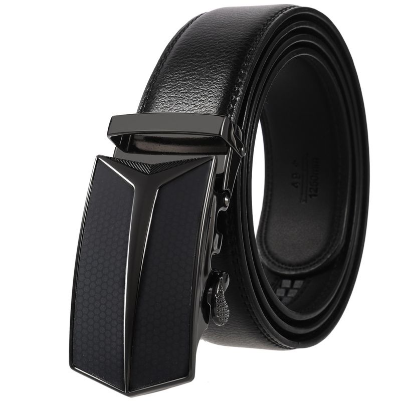 3,5 Cm High-End Hübscher Metalllegierung Automatische Schnalle Gürtel Herren Echtes Leder Bund Mode Business Schwarz Braun Gürtel_voghion.com