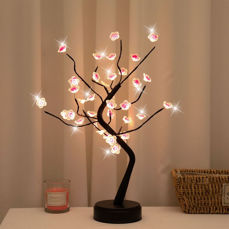 Kirschbaumlampe Led Kupferdraht Pflaumenblüte Tischlampe Kreatives Nachtlicht Abnehmbare Blumenzweiglampe_voghion.com