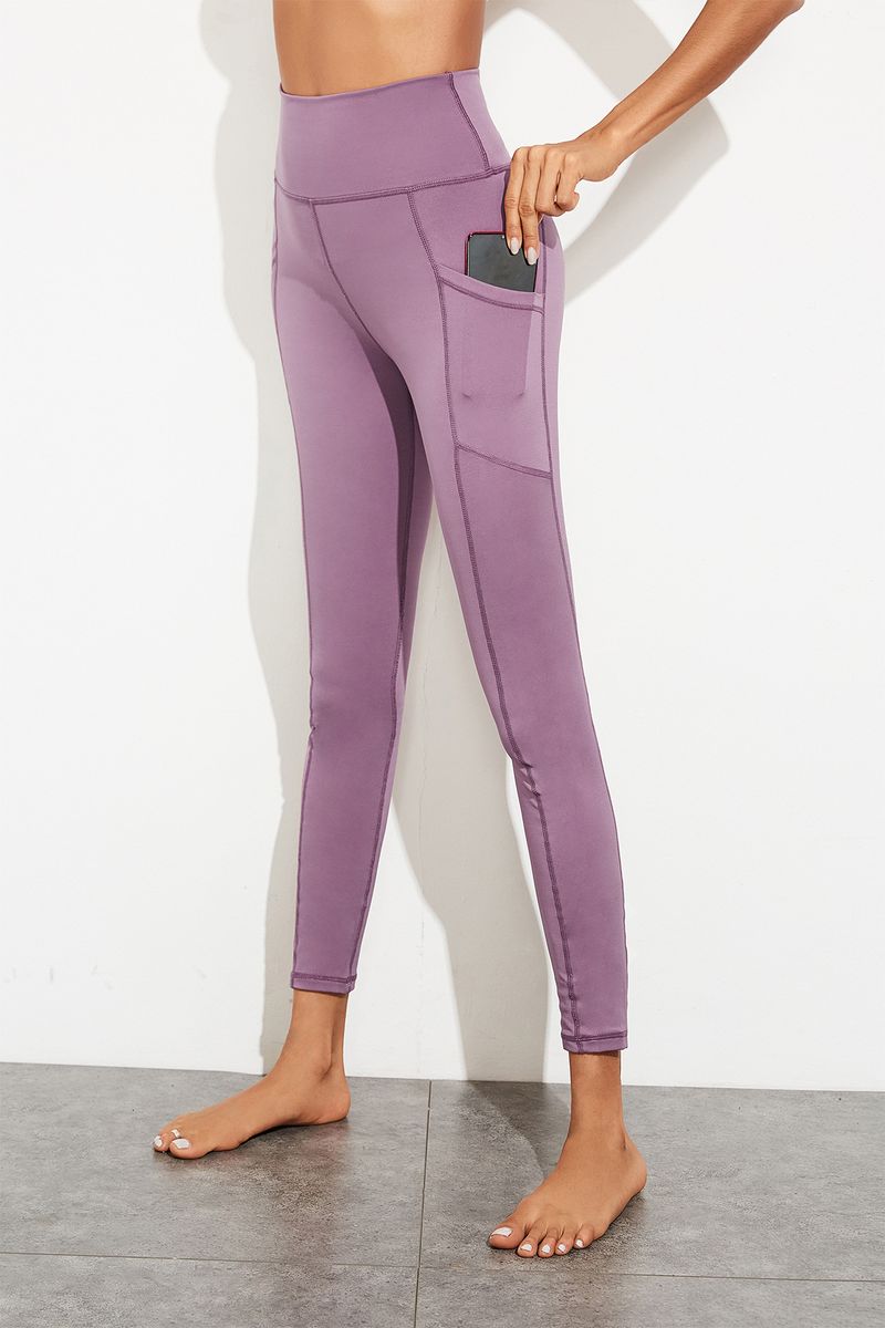 Double sided yoga pants, women's hip lifting exercise fitness suit, slimming and tight fitting, high waist with pockets,_voghion.com