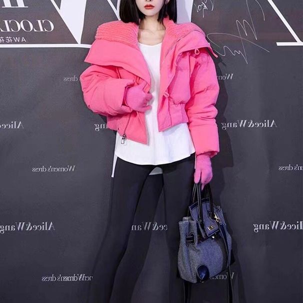 2023 Internet Famous Korean Version New Loose Casual Medium Length Down Cotton Jacket With Large Pockets Warmth And_voghion.com