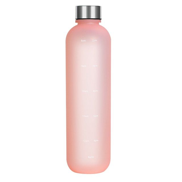 1L Large Capacity Water Bottle For Girls Frosted Water Cup Metal Lid Water Bottle With Time Marker Reusable Drinking Bottle_voghion.com