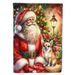 Bandiera da giardino Chihuahua e Babbo Natale, bandiera per cassetta postale, bandiera da giardino Drative, striscione per patio esterno, opera d'arte, aiuole da giardino, dimensioni del giardino_voghion.com