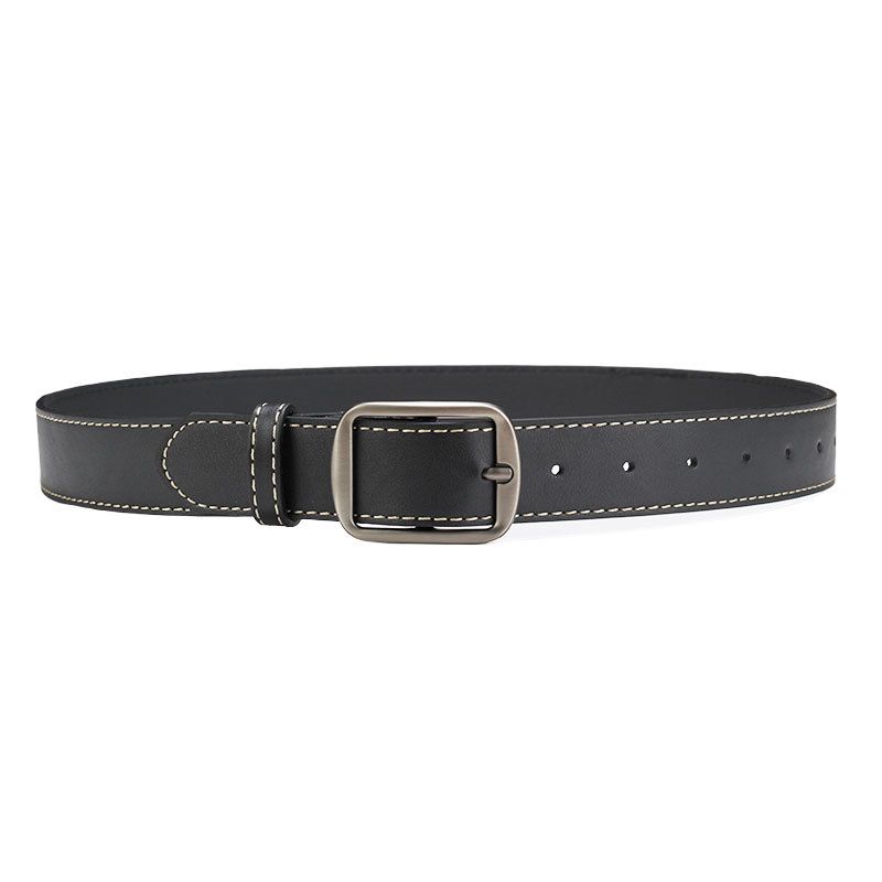 Alloy Pin Buckle Trendy Men's Simple Versatile Unisex Belt With Stitching_voghion.com