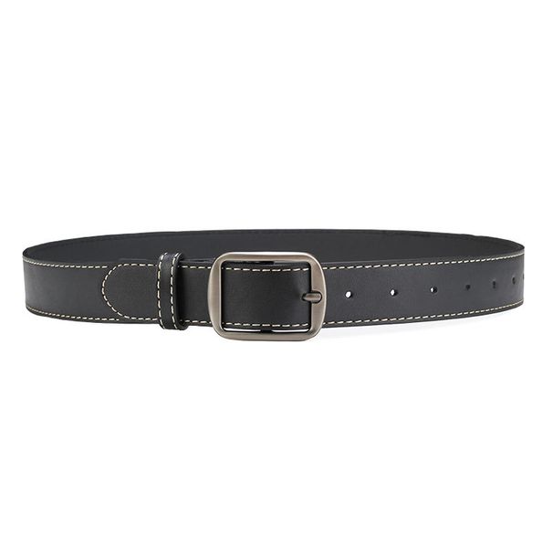 Alloy Pin Buckle Trendy Men's Simple Versatile Unisex Belt With Stitching_voghion.com