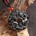 Collier rond en obsidienne de glace naturelle, pendentif Dragon Pixiu, amulette porte-bonheur noire, bijoux cadeaux pour hommes et femmes_voghion.com