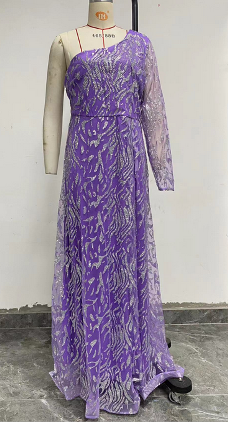 Women's Clothing new spring and summer women's evening dress sequined open sleeves slit dress slim dress long skirt_voghion.com
