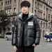 Dicke, warme Herren-Kurzdaunenjacke mit glänzendem Finish, modischer Kapuzenmantel, waschbar_voghion.com
