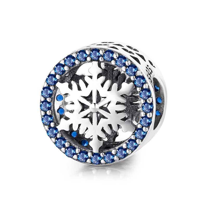 Creazione di gioielli natalizi, perline scintillanti a forma di fiocco di neve, perline in argento Sterling S925, braccialetti natalizi fai da te, accessori, perline in filo_voghion.com