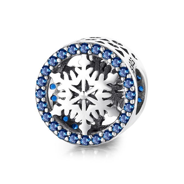 Creazione di gioielli natalizi, perline scintillanti a forma di fiocco di neve, perline in argento Sterling S925, braccialetti natalizi fai da te, accessori, perline in filo_voghion.com