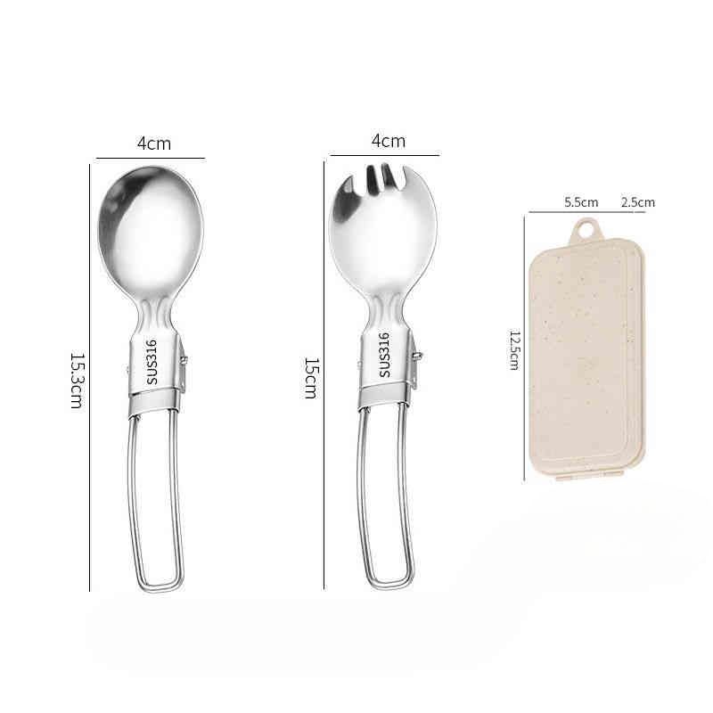 Set di stoviglie da campeggio, da viaggio e da esterno, pieghevoli, in acciaio inossidabile 316, con cucchiaio, forchetta e bacchette._voghion.com