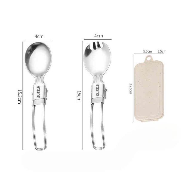 Set di stoviglie da campeggio, da viaggio e da esterno, pieghevoli, in acciaio inossidabile 316, con cucchiaio, forchetta e bacchette._voghion.com