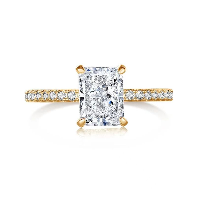 Kadınlar İçin S925 Ayar Gümüş Yüzük Lüks Tasarım Moissanite Yüzük Zirkonyum Takı_voghion.com
