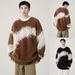 Suéter masculino de lã vison tie-dye com blocos de cores - Pulôver aconchegante e estiloso para o inverno, casual e moderno._voghion.com