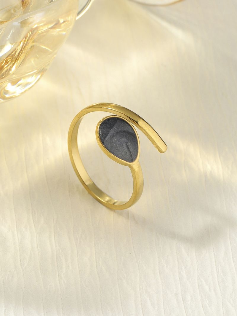 Titanium For Women, INS Style Niche Design, Oil Drop Open With High-End Feel, Gold-Plated Stainless Steel Ring_voghion.com