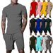 CT Hot Selling Solid Color T-Shirt + Five-Point Men's Summer Short Sleeve Shorts Set Breathable Style_voghion.com