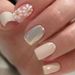 Glitter Short 24Pcs Square False Na with Snowflake Designs Wearable Ballet Fake Nail Tips with Rhinestone Pres             il_voghion.com
